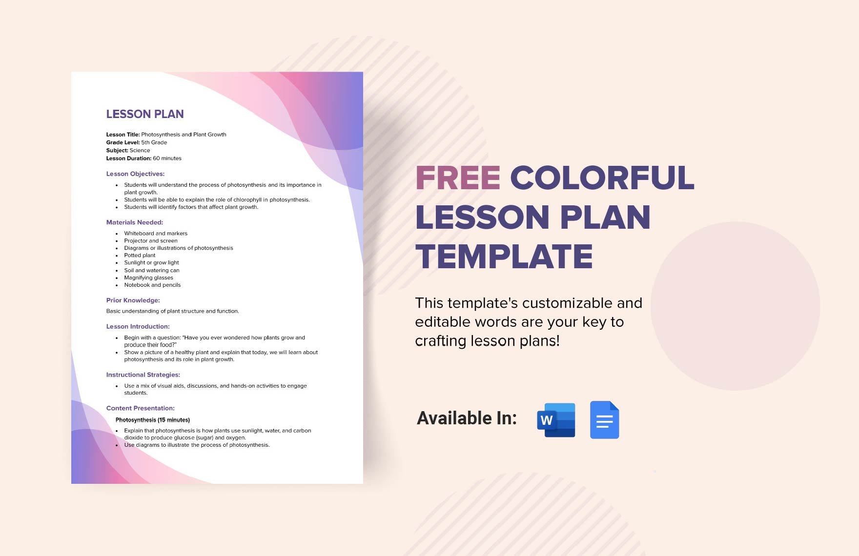 Colorful Lesson Plan Template