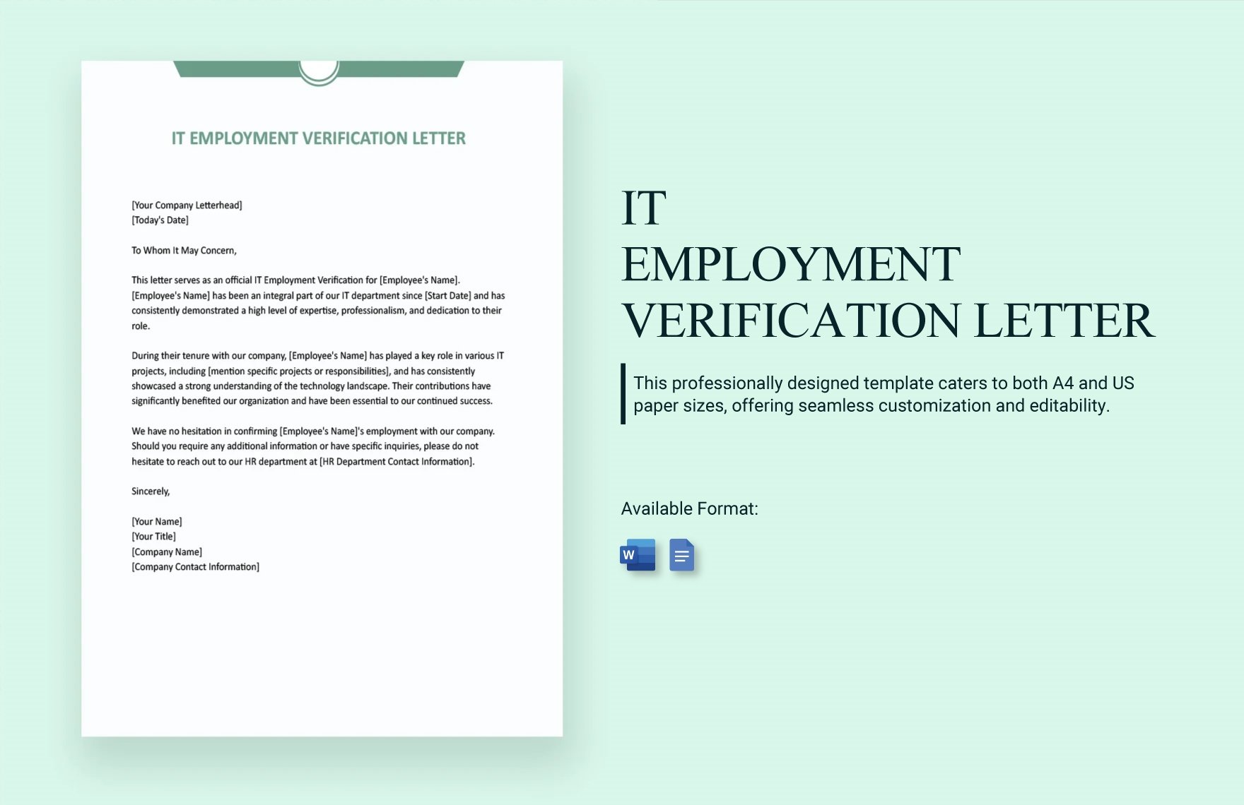 Free IT Employment Verification Letter in Word, Google Docs