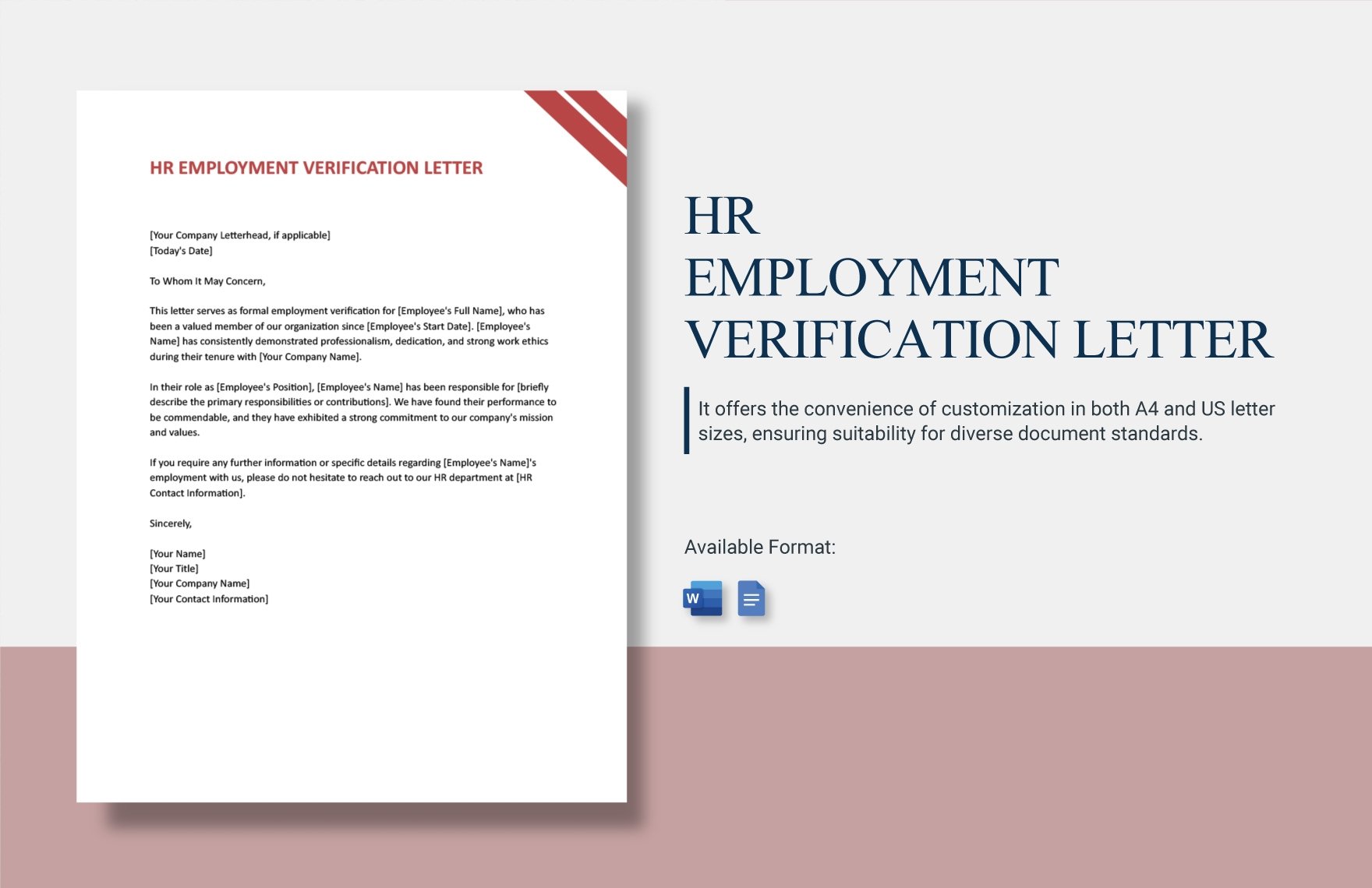 Free HR Employment Verification Letter in Word, Google Docs