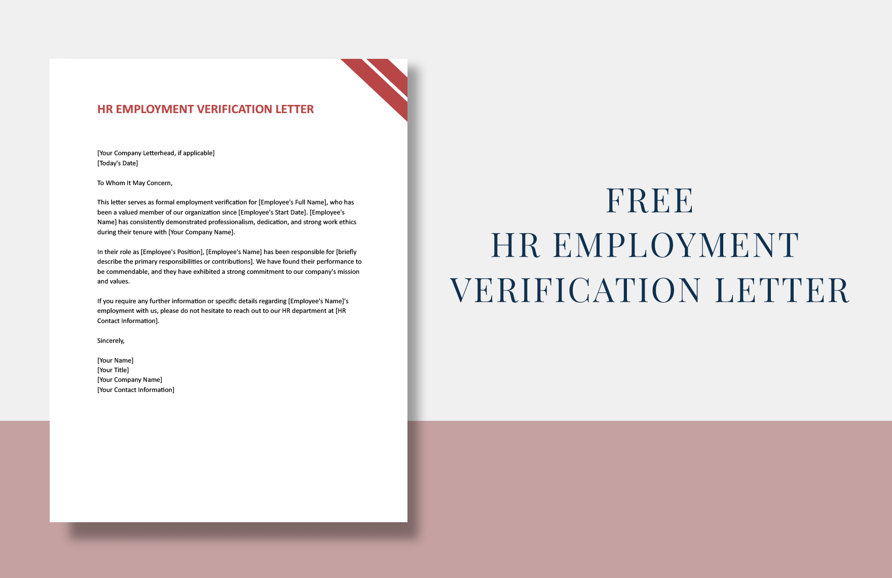 Free HR Employment Verification Letter