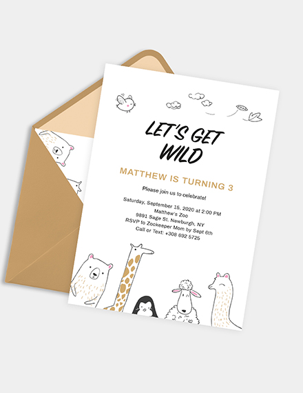 Kids Invitation Template - Word (DOC) | PSD | Apple (MAC) Pages
