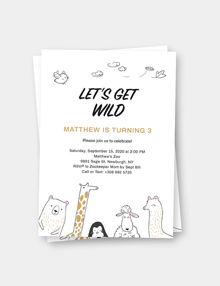 Kids Invitation Template - Word (DOC) | PSD | Apple (MAC) Pages