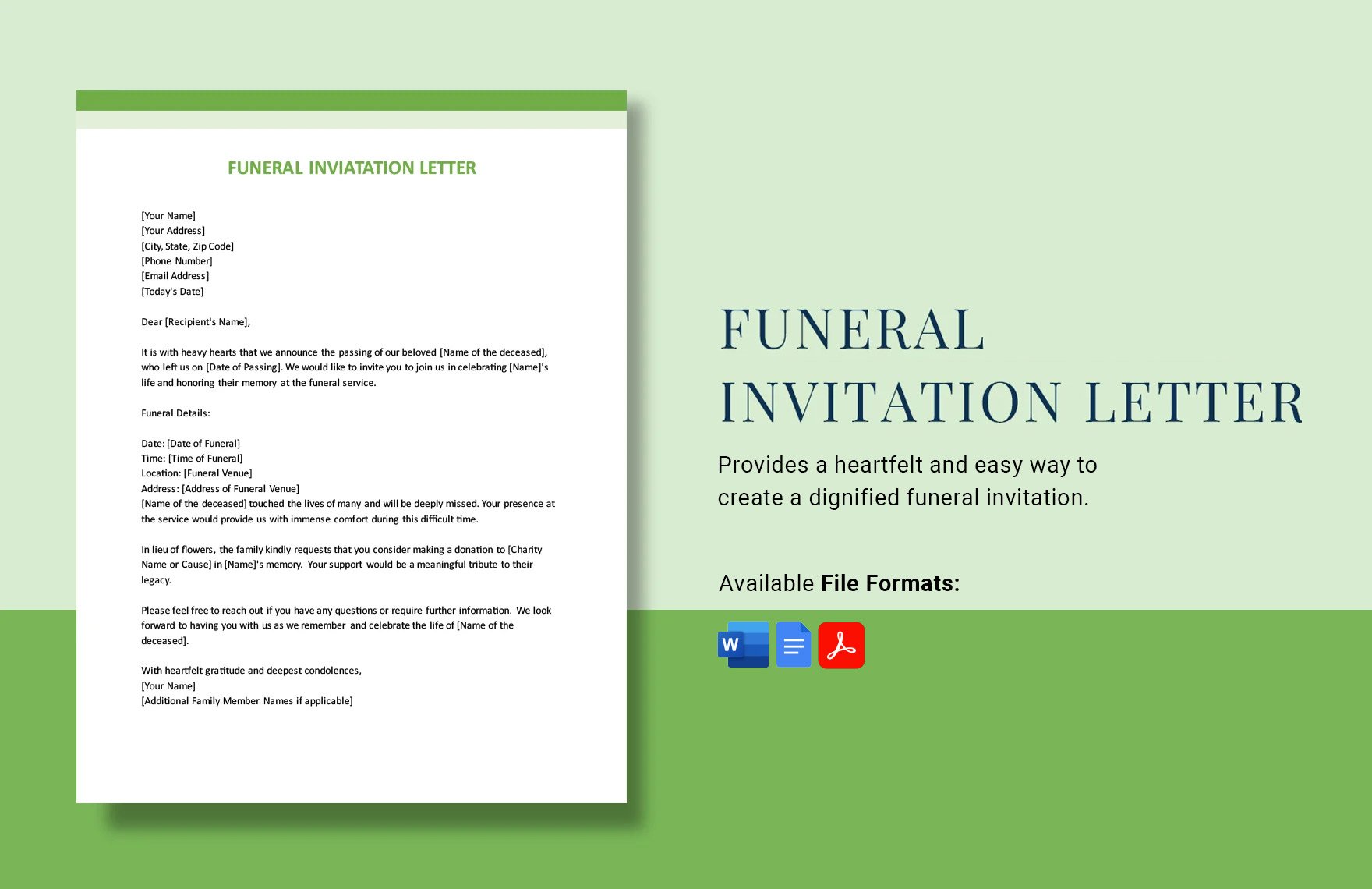 Funeral Invitation Letter in Word, Google Docs, PDF