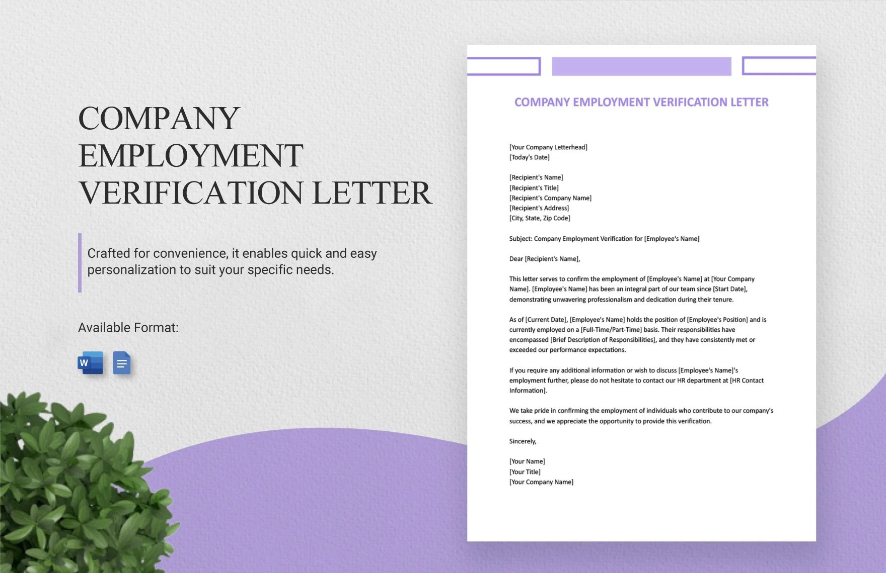 Free Company Employment Verification Letter in Word, Google Docs