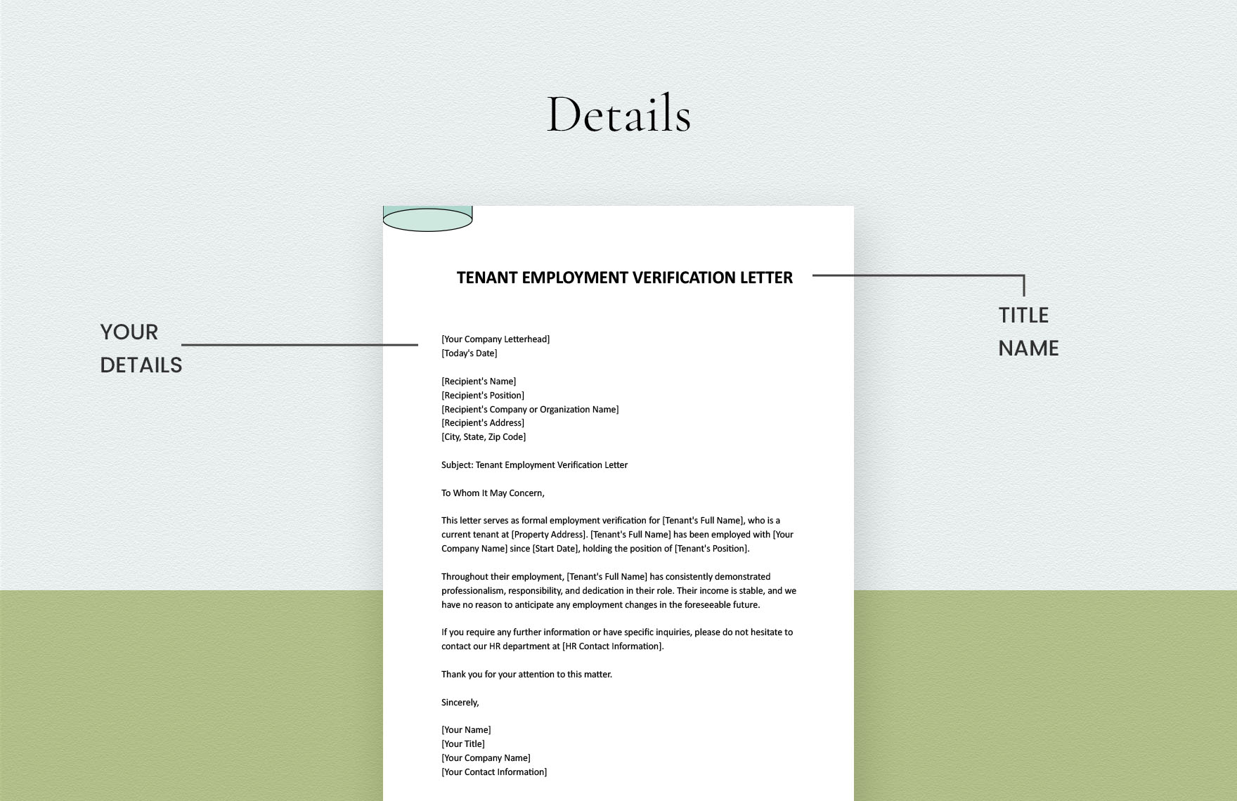 Tenant Employment Verification Letter