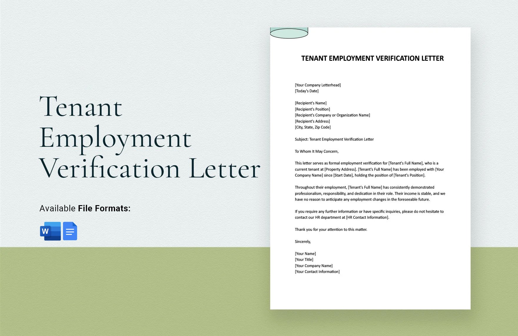 Tenant Employment Verification Letter
