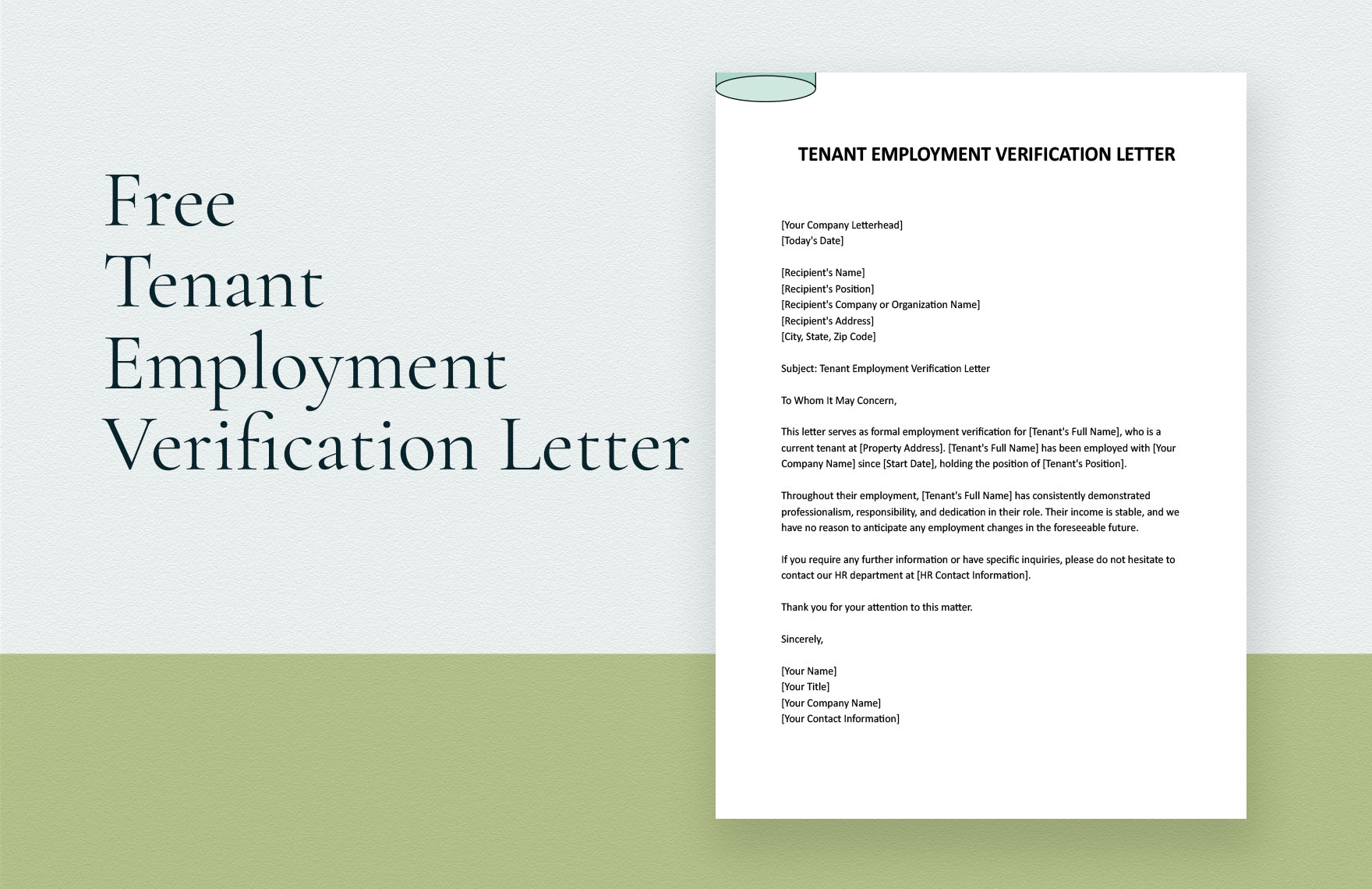 Free Tenant Employment Verification Letter