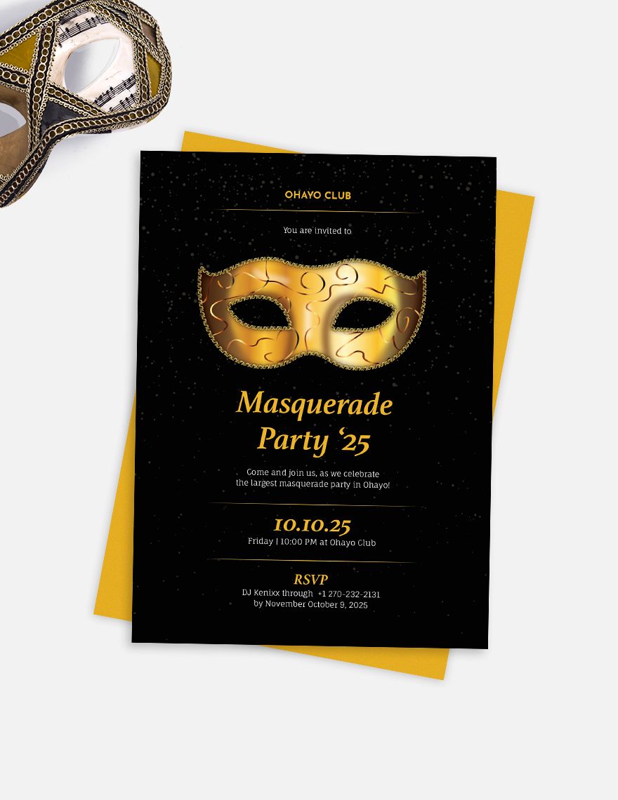 Masquerade Party Invitation Template
