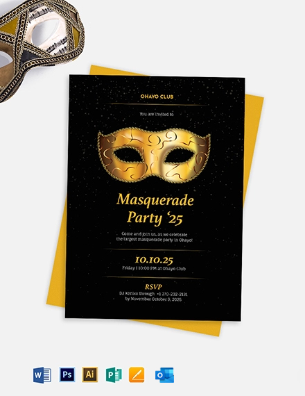 Masquerade Ball Invitation Template - Download in Word, Illustrator ...