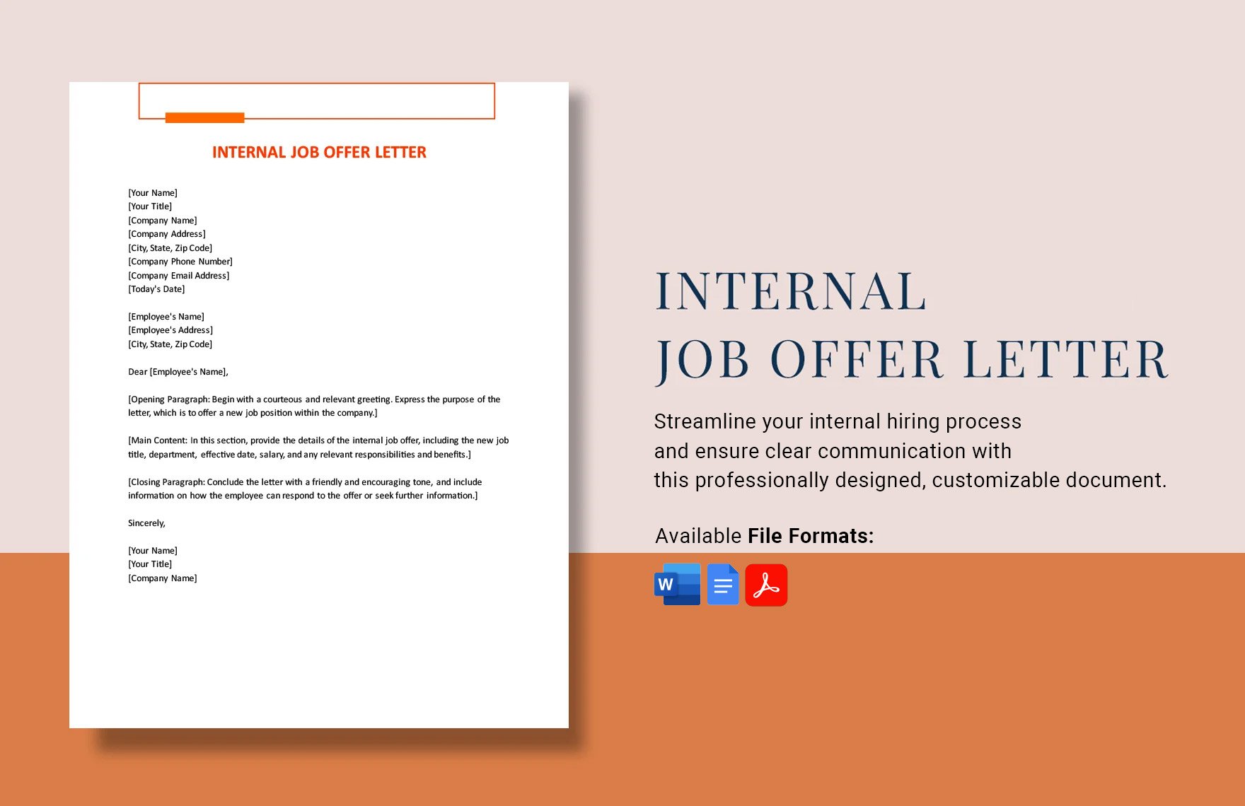 Internal Job Offer Letter in Word, Google Docs, PDF