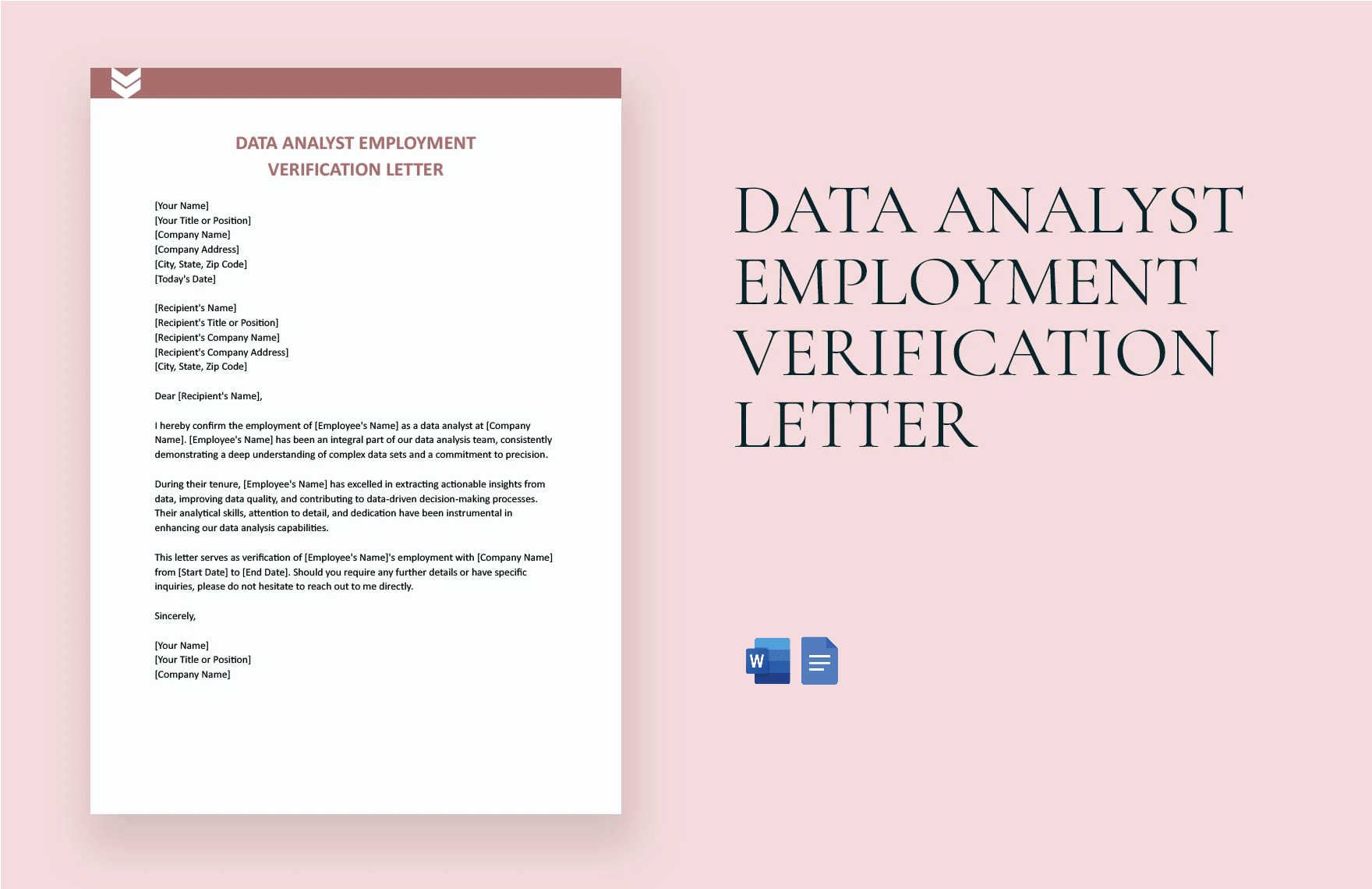 Free Data Analyst Employment Verification Letter in Word, Google Docs