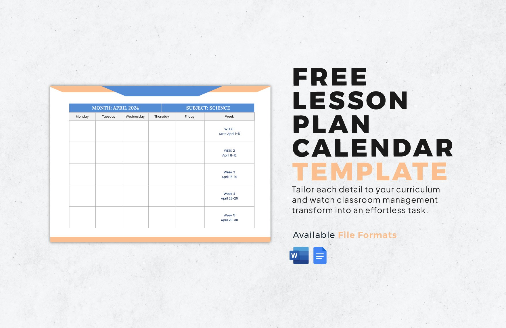 Lesson Plan Calendar Template
