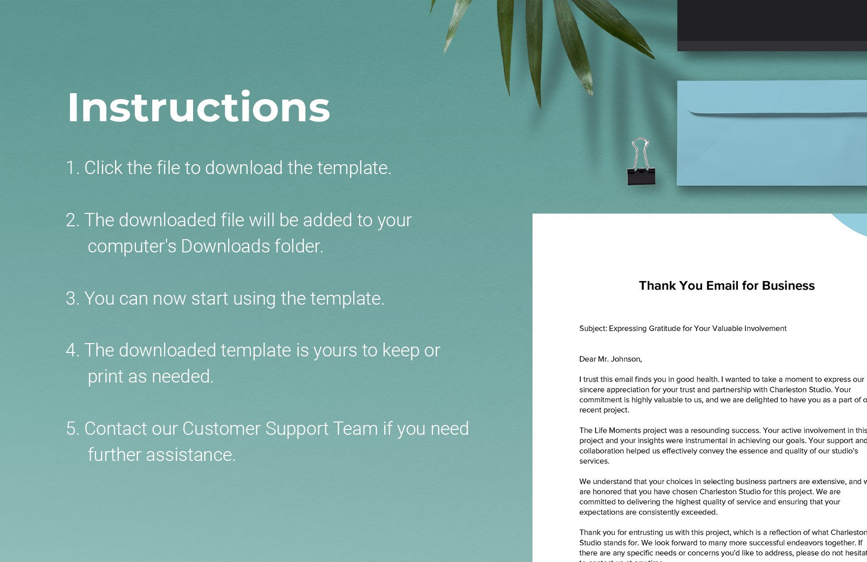 Thank You Email for Business Template