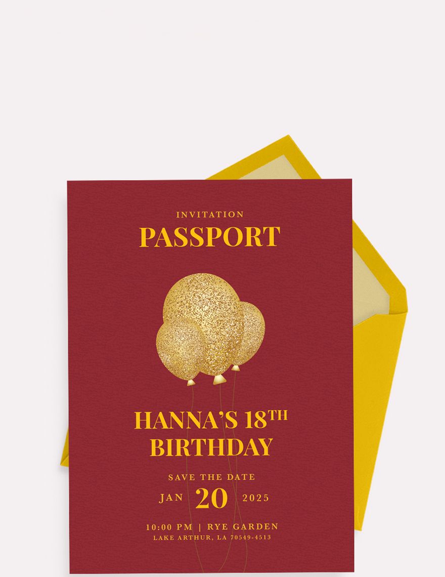 Passport Invitation Card Template