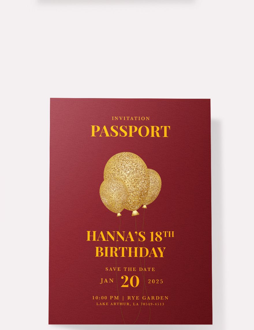 Passport Invitation Card Template