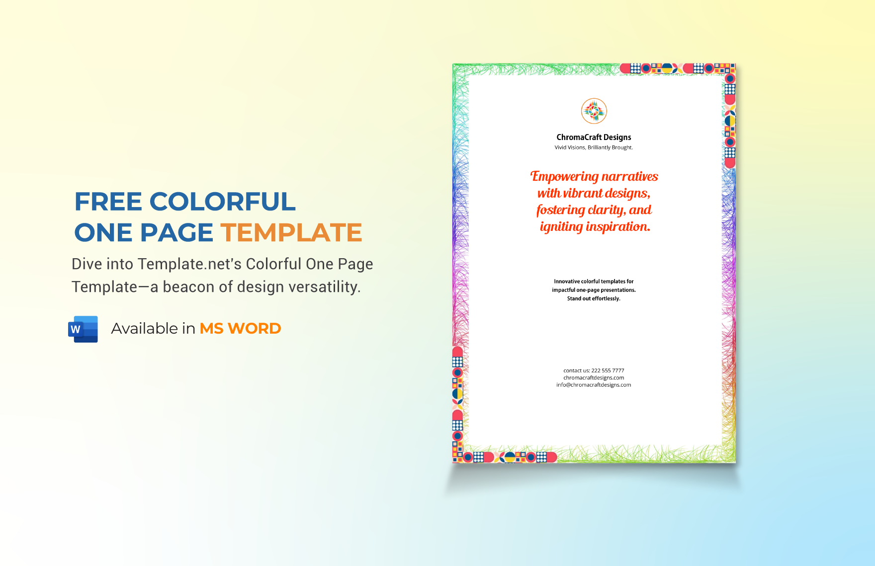 Free Colorful One Page Template