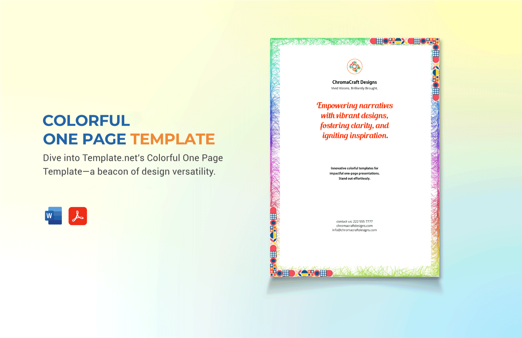 Free Colorful One Page Template in Word, PDF