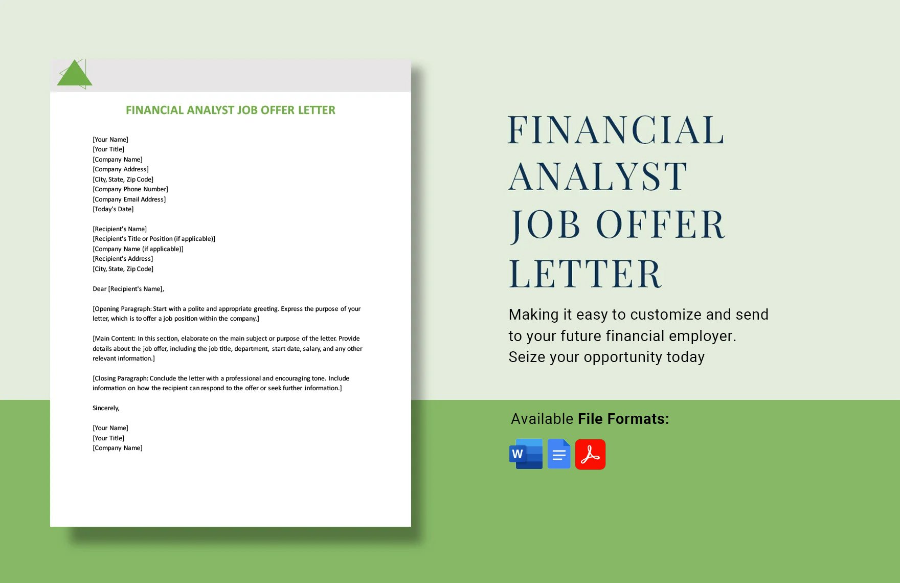 Financial Analyst Job Offer Letter in Word, Google Docs, PDF