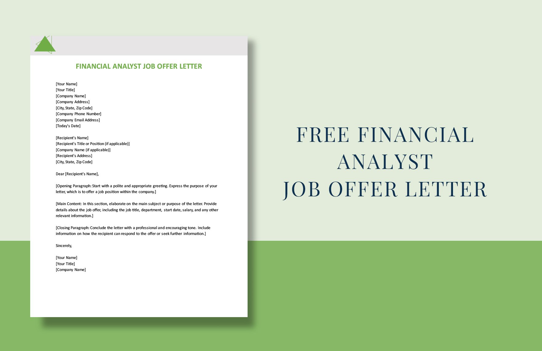 Financial Analyst Job Offer Letter