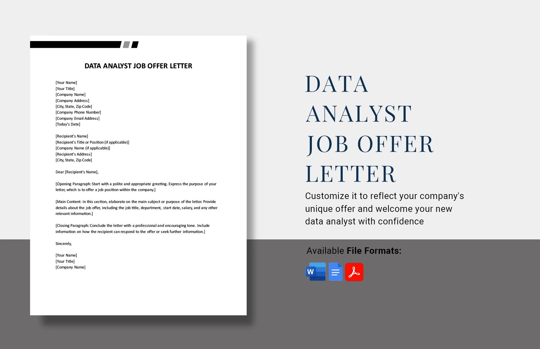 Data Analyst Job Offer Letter in Word, Google Docs, PDF