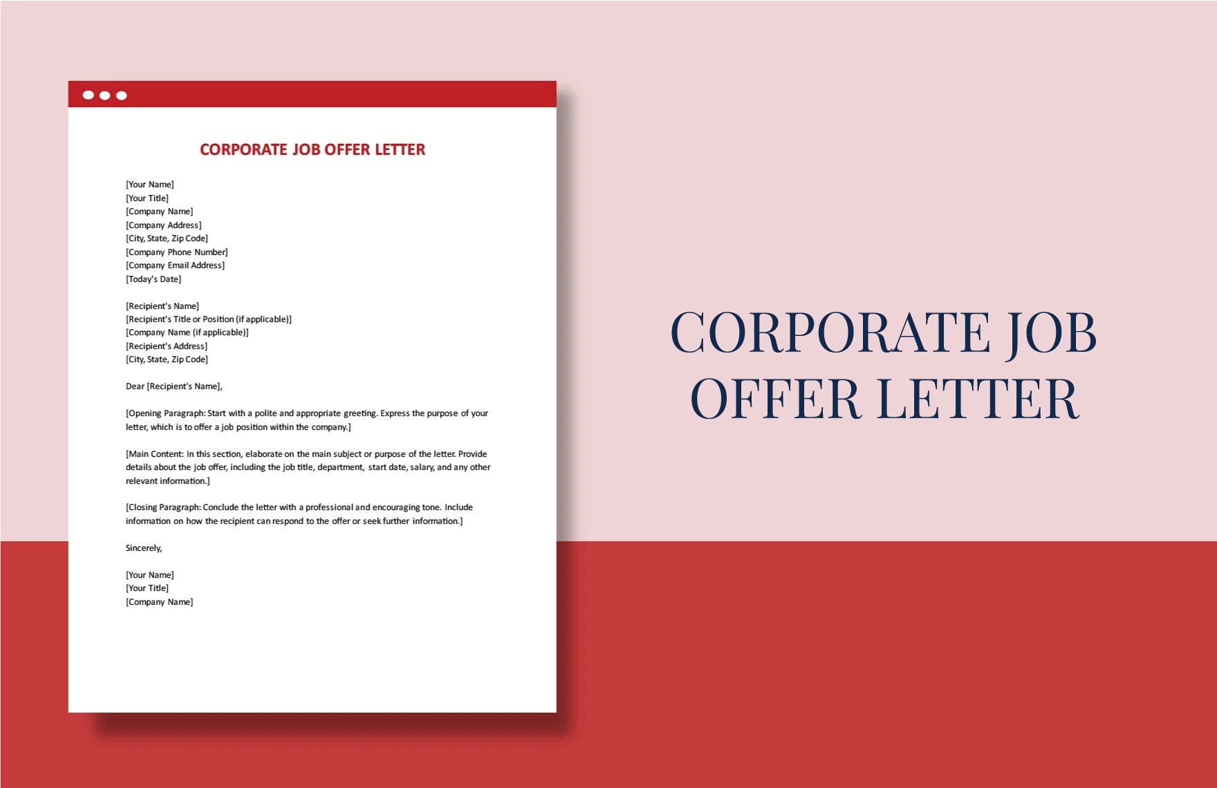 Corporate Job Offer Letter in Word, Google Docs, PDF