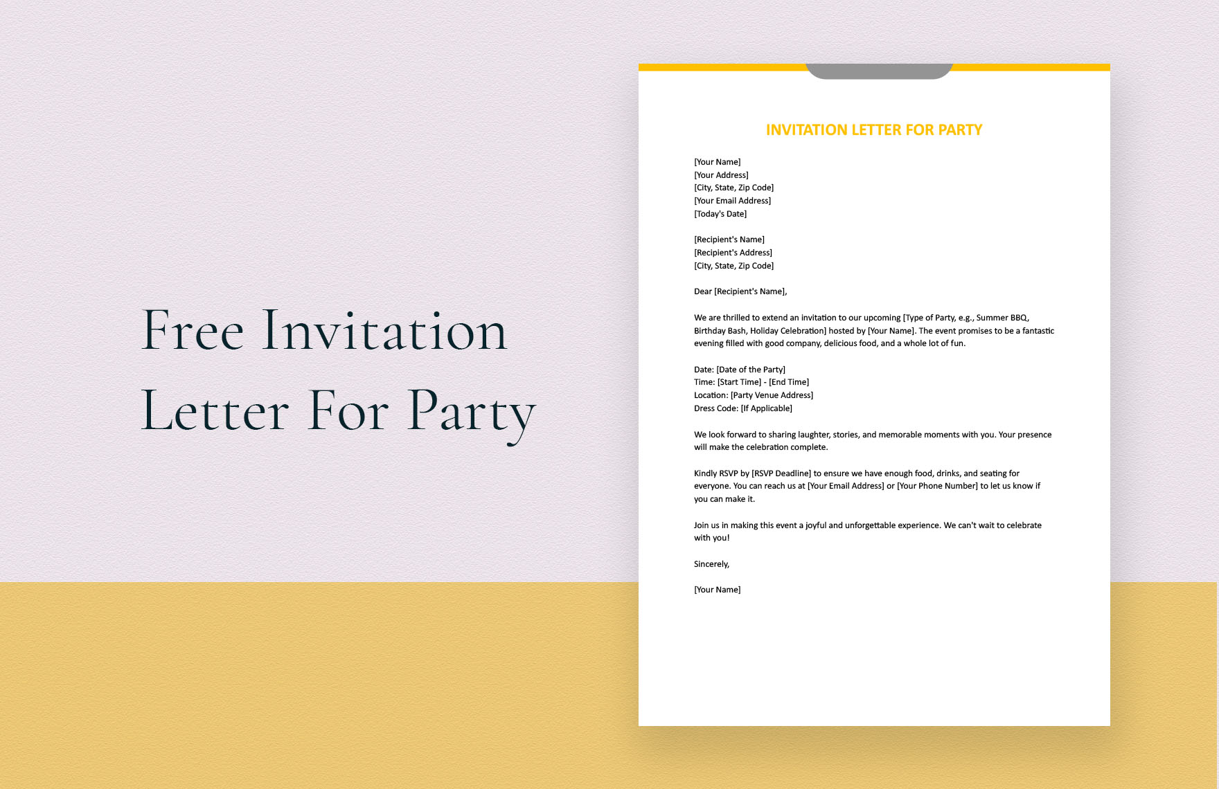 Invitation Letter For Party