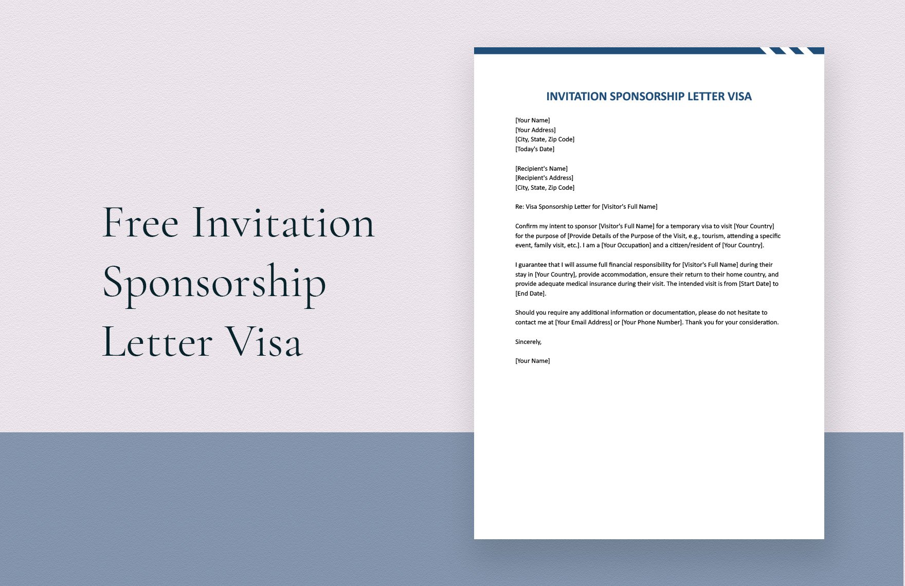 Invitation Sponsorship Letter Visa