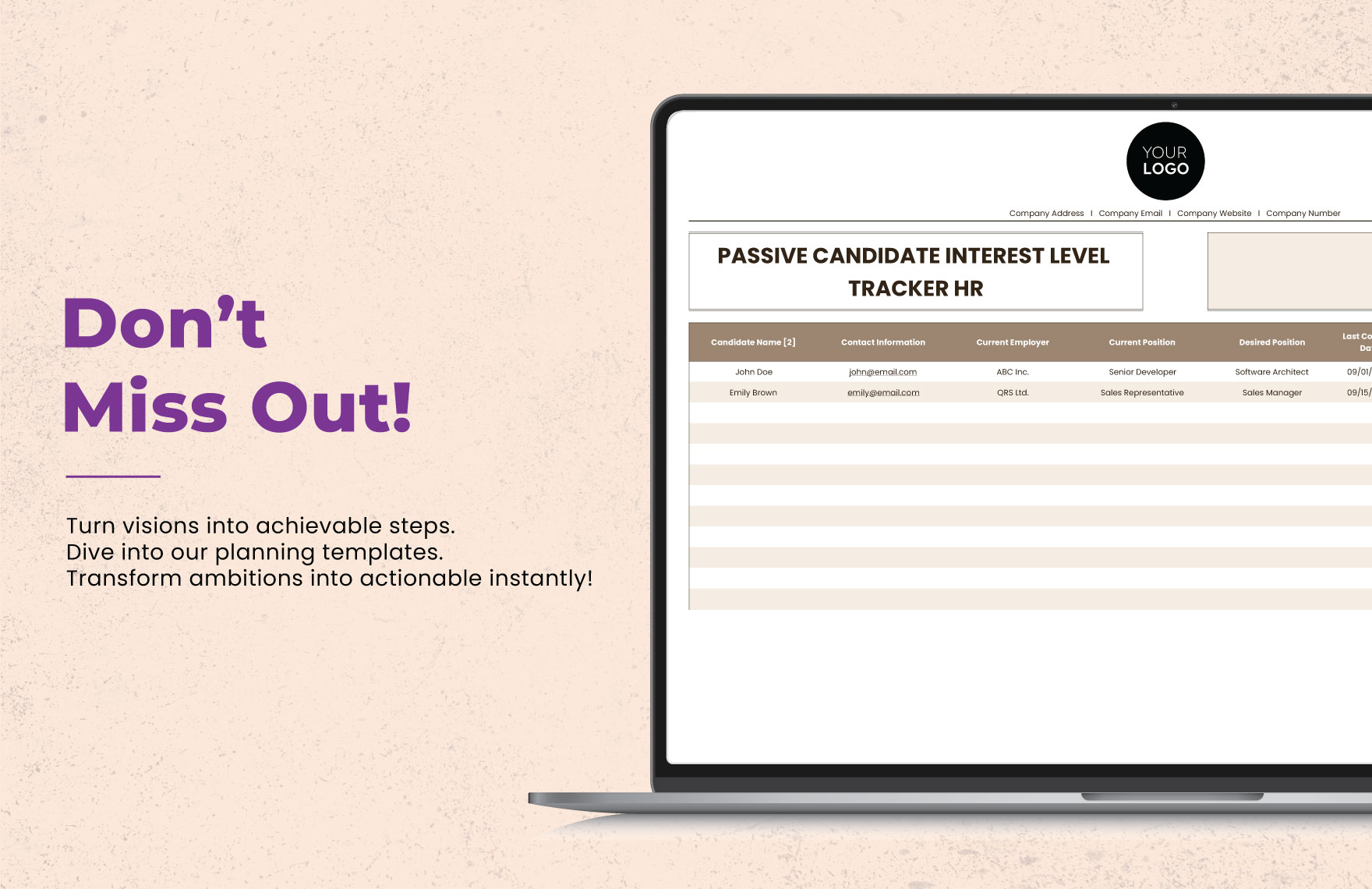 Passive Candidate Interest Level Tracker HR Template