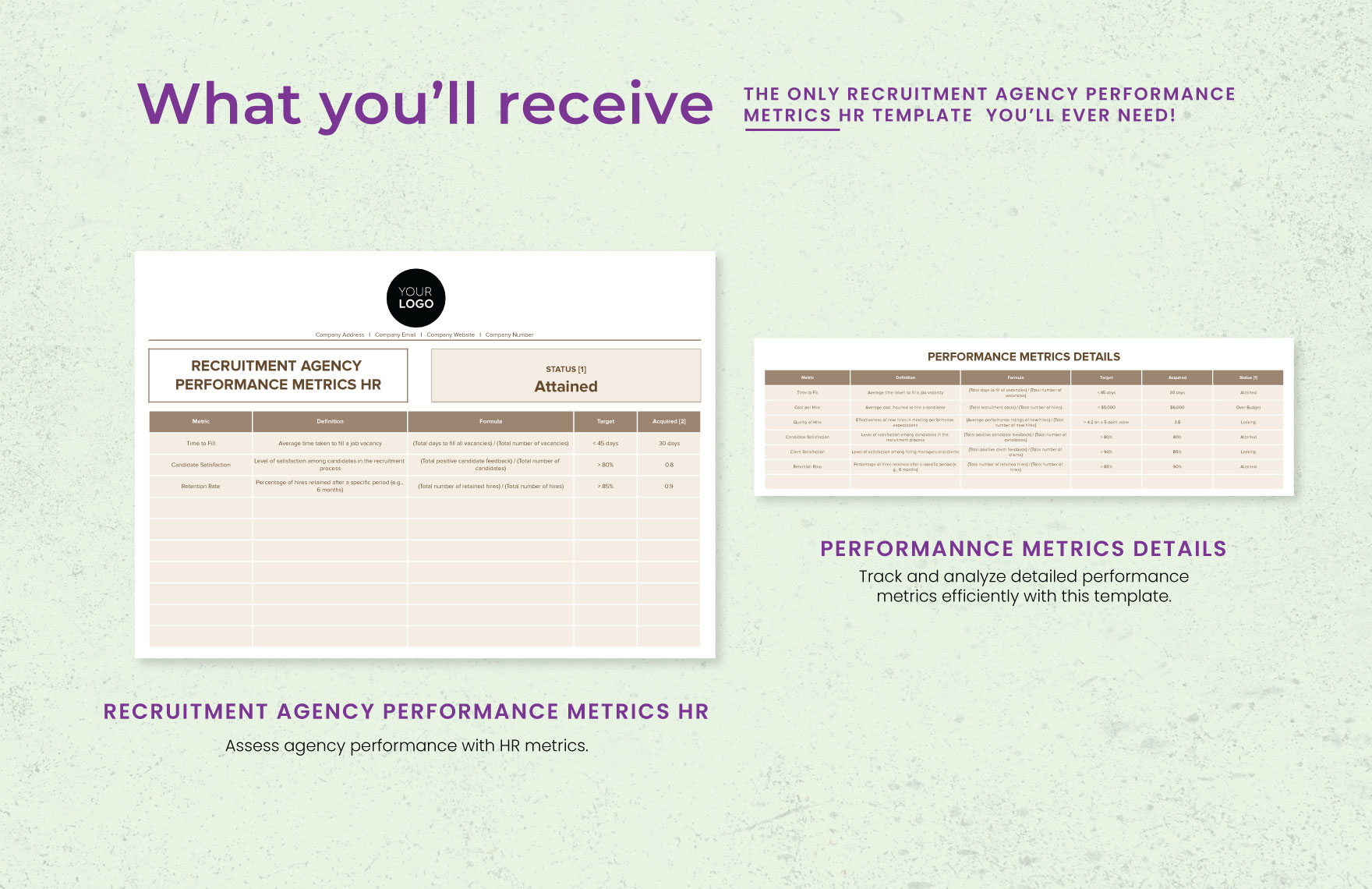 Recruitment Agency Performance Metrics HR Template