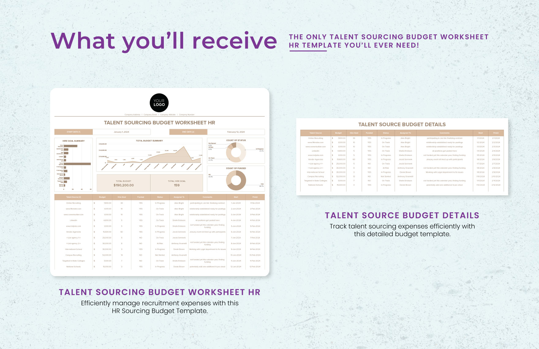 Talent Sourcing Budget Worksheet HR Template