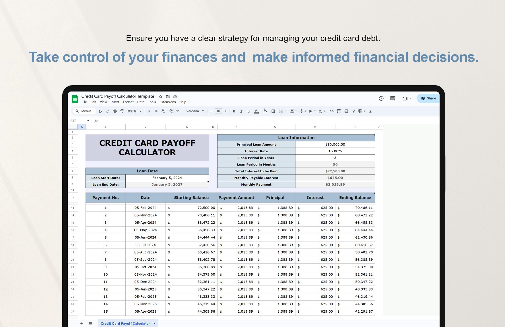 Credit Card Payoff Calculator Template in Excel, Google Sheets ...