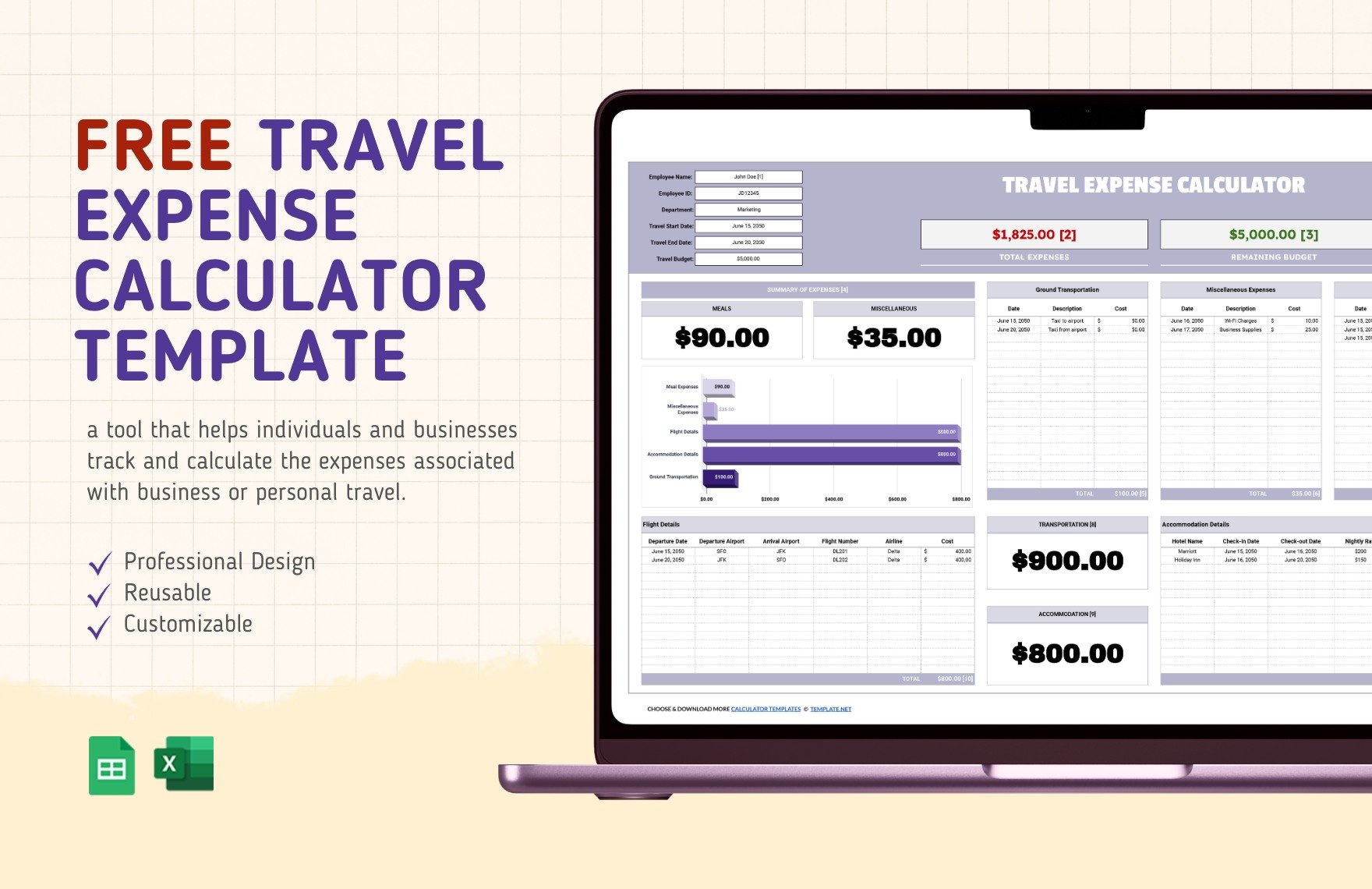Travel Expense Calculator Template