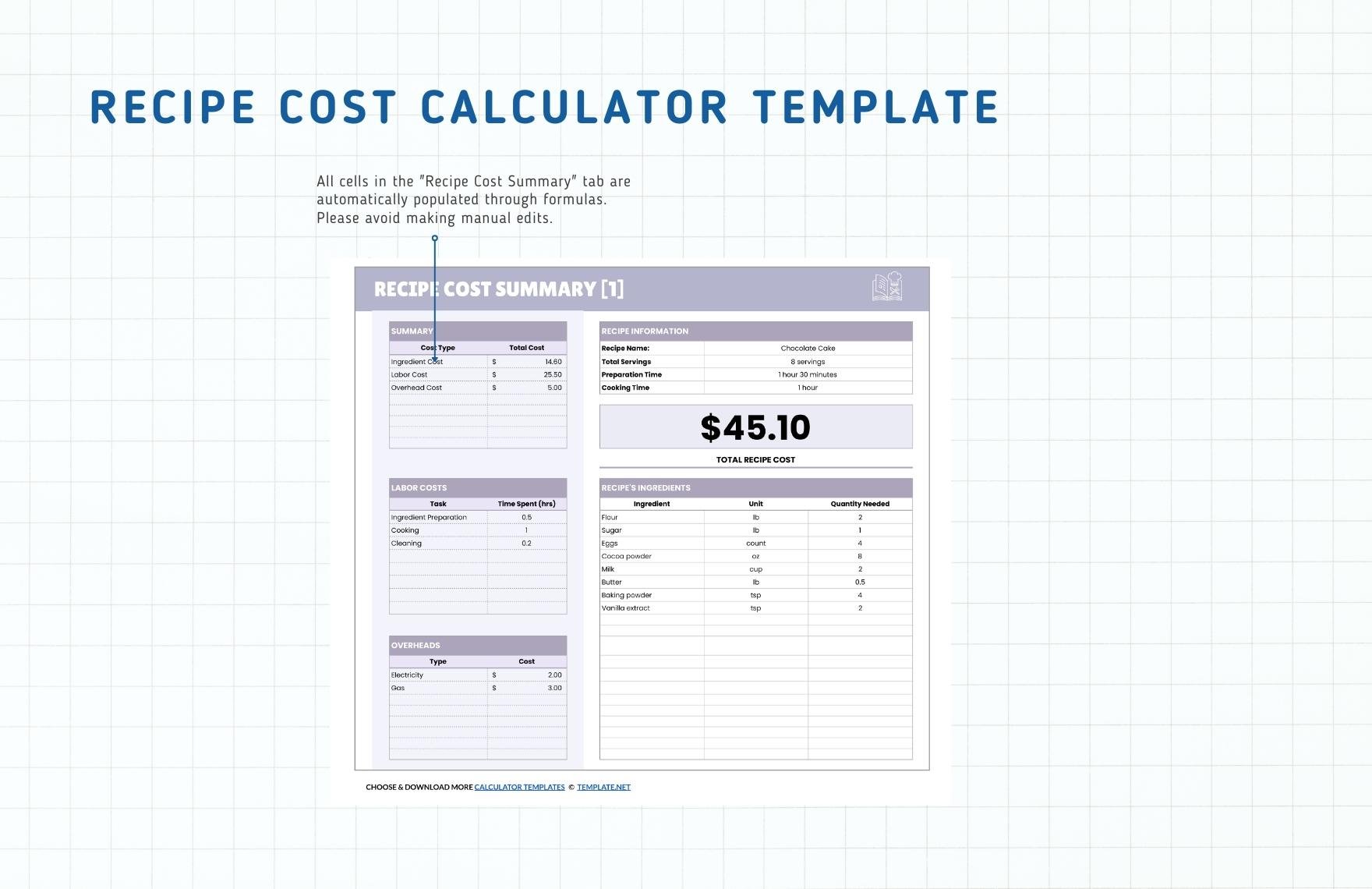 Recipe Cost Calculator Template