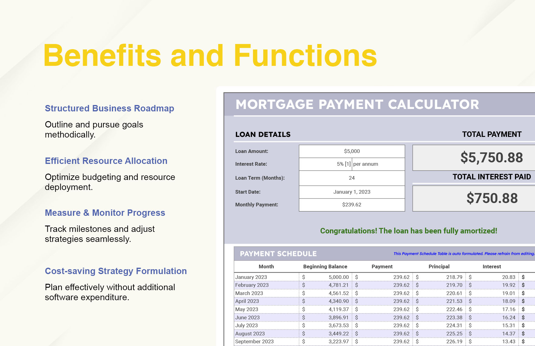 Mortgage Payment Calculator Template