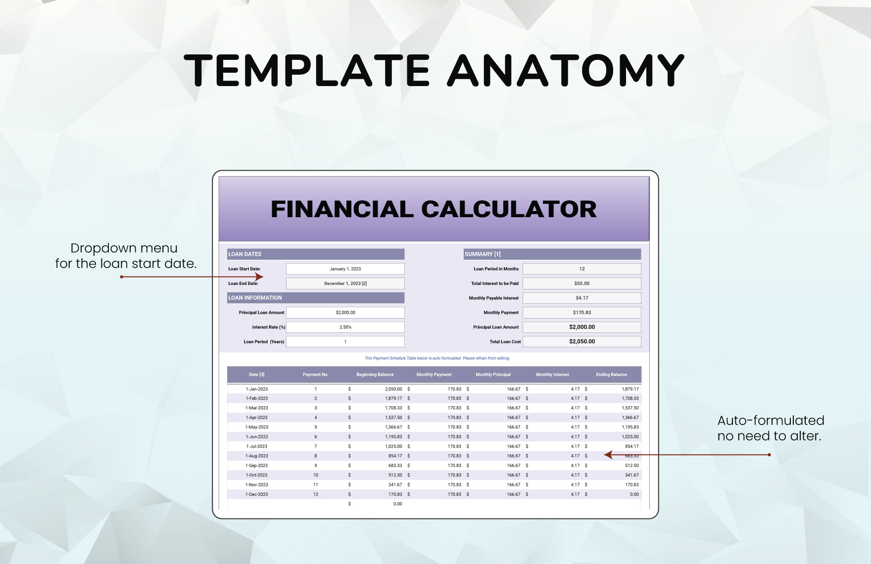 Financial Calculator Template