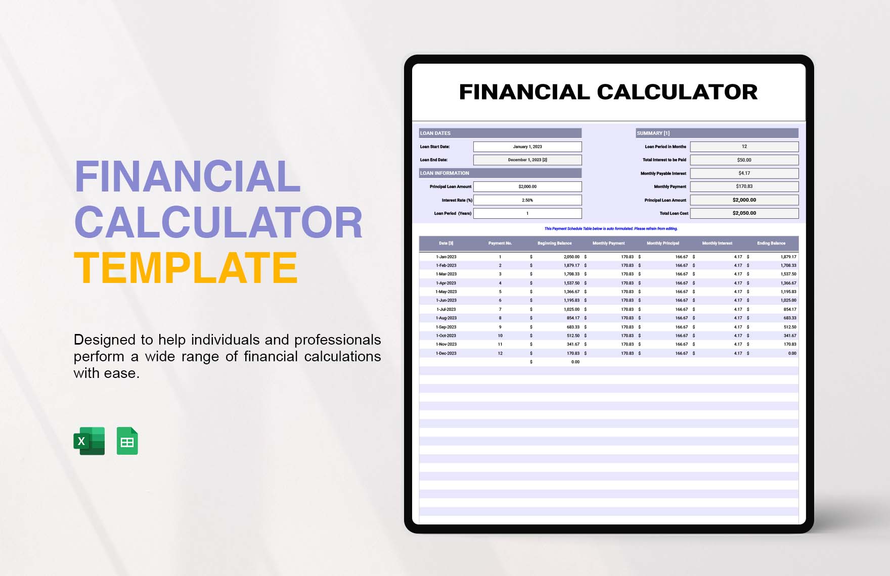 Financial Calculator Template