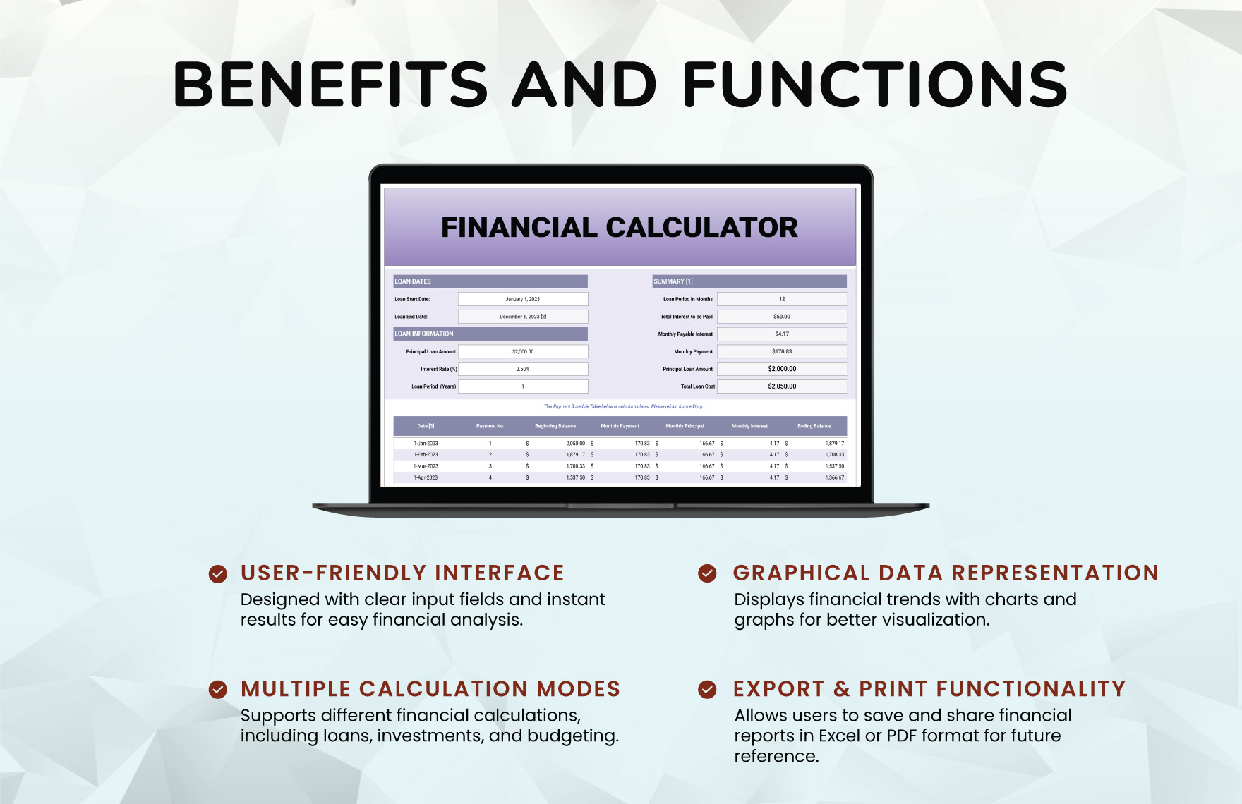 Financial Calculator Template