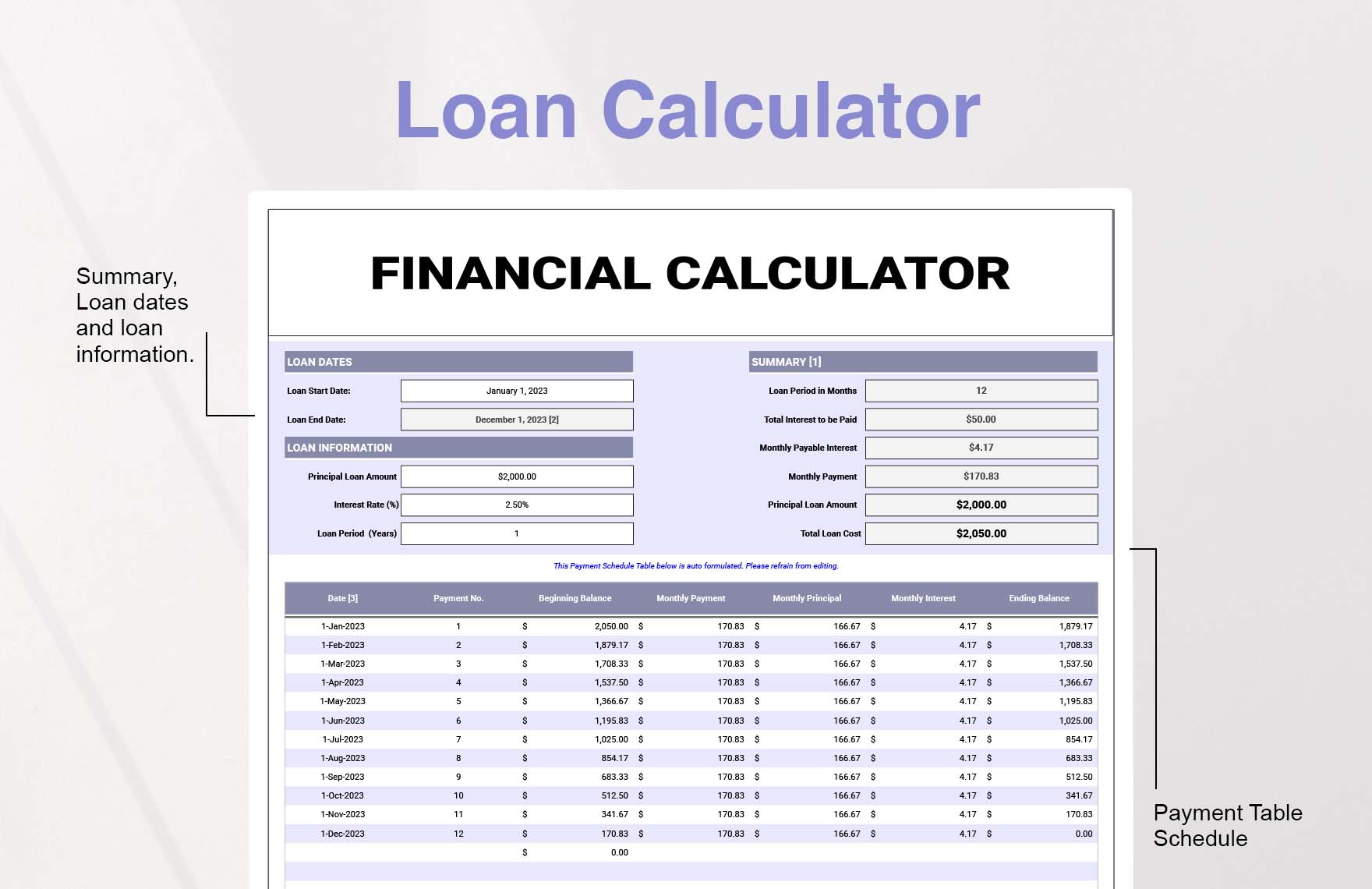 Financial Calculator Template