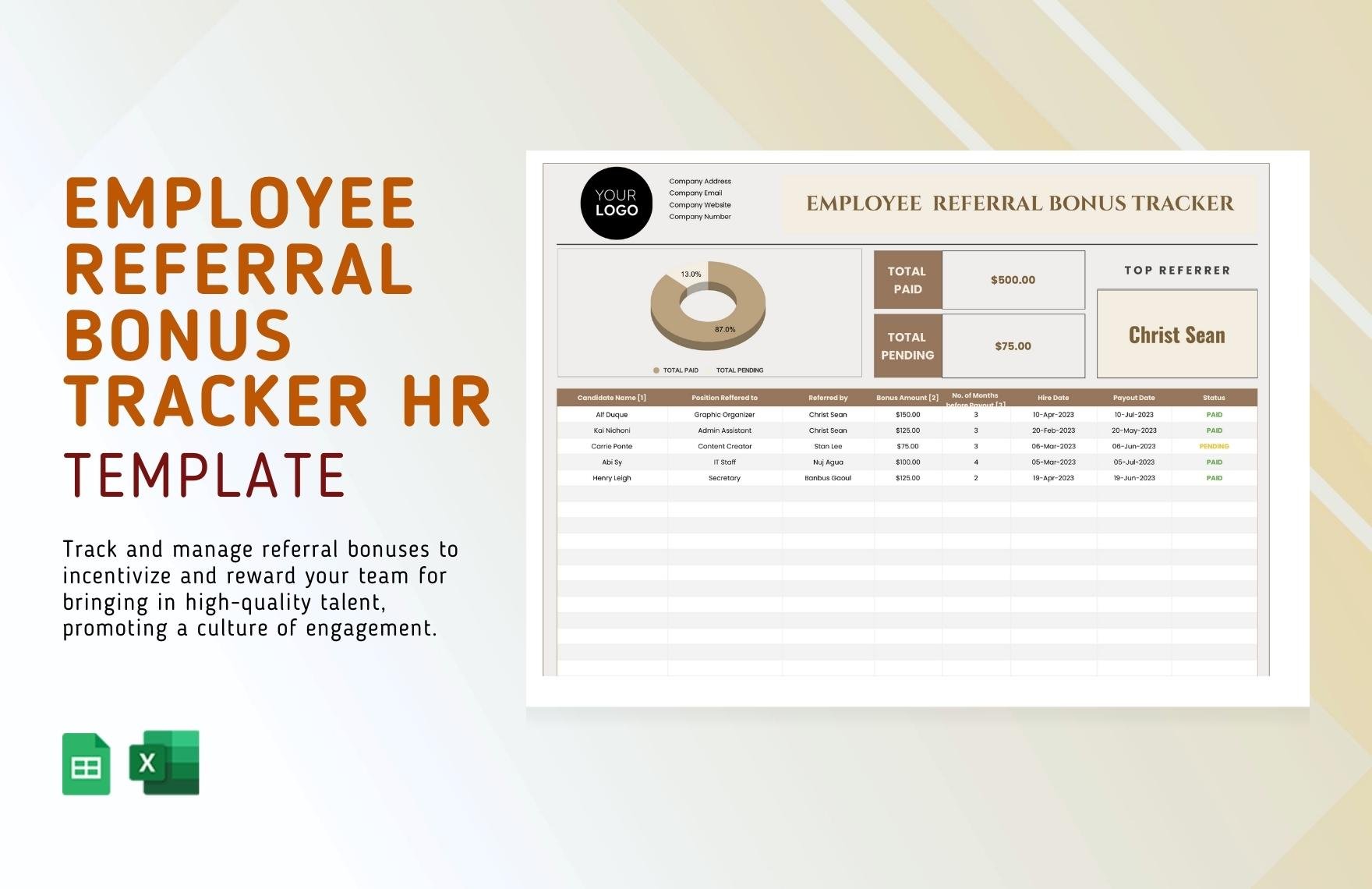 Employee Referral Bonus Tracker HR Template