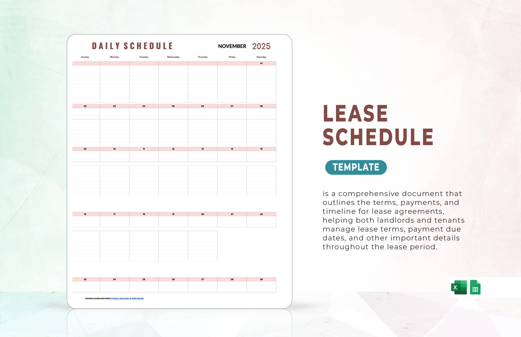Lease Schedule Template in Excel, Google Sheets to Download