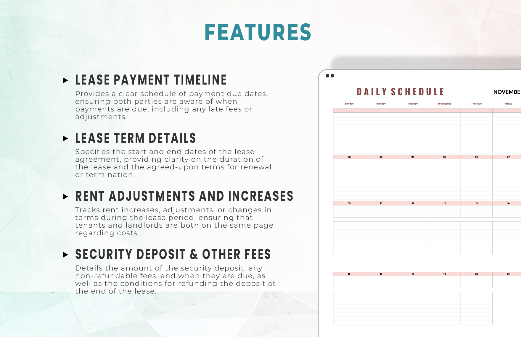 Lease Schedule Template