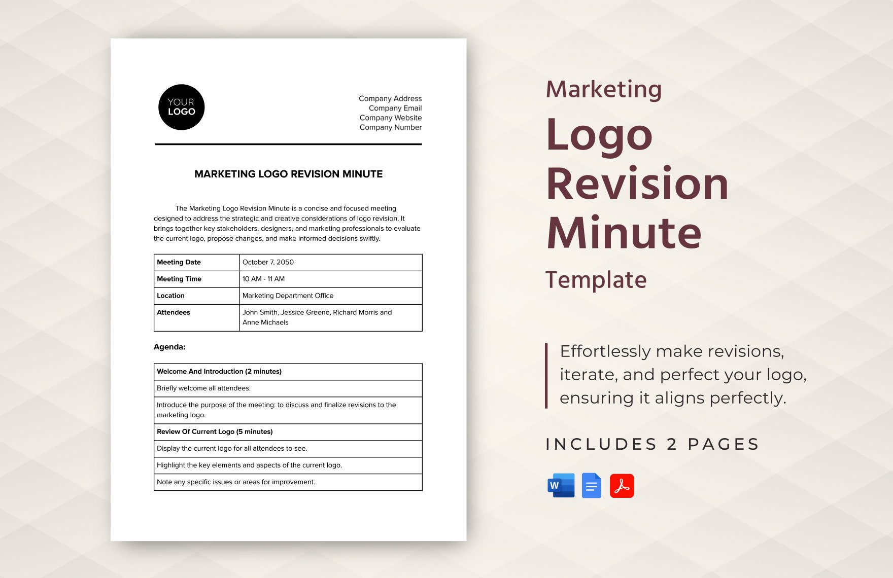 Marketing Logo Revision Minute Template