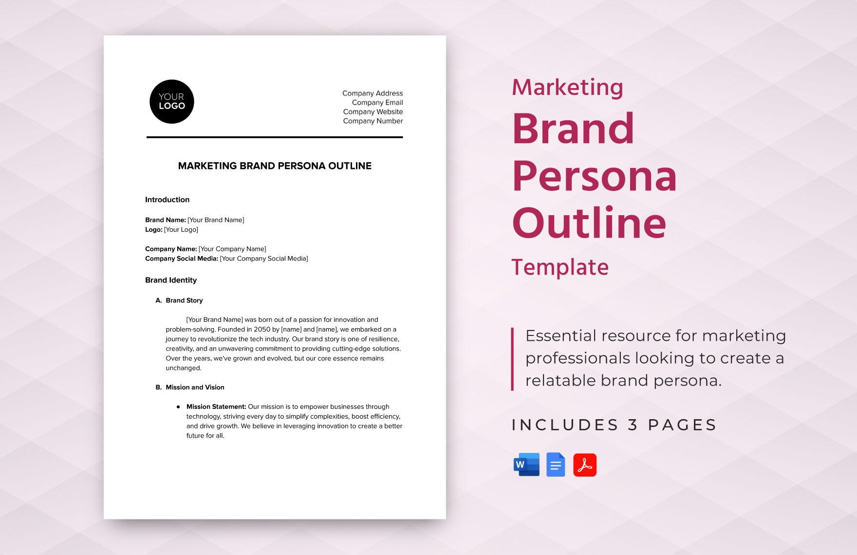 Marketing Brand Persona Outline Template in Word, Google Docs, PDF