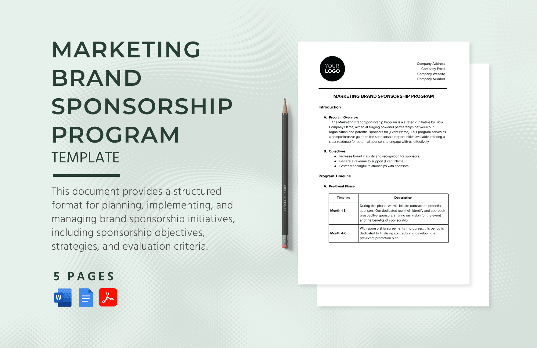 Marketing Brand Sponsorship Program Template in Word, Google Docs, PDF