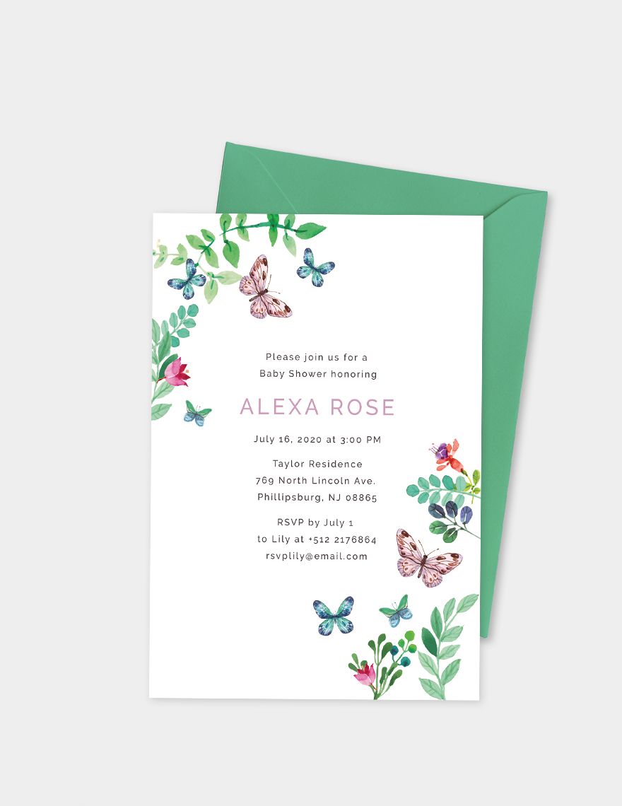 Butterfly Baby Shower Invitation Template