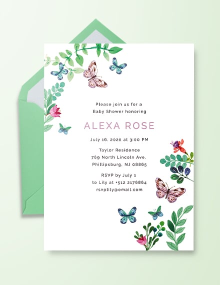 butterfly baby shower invitation