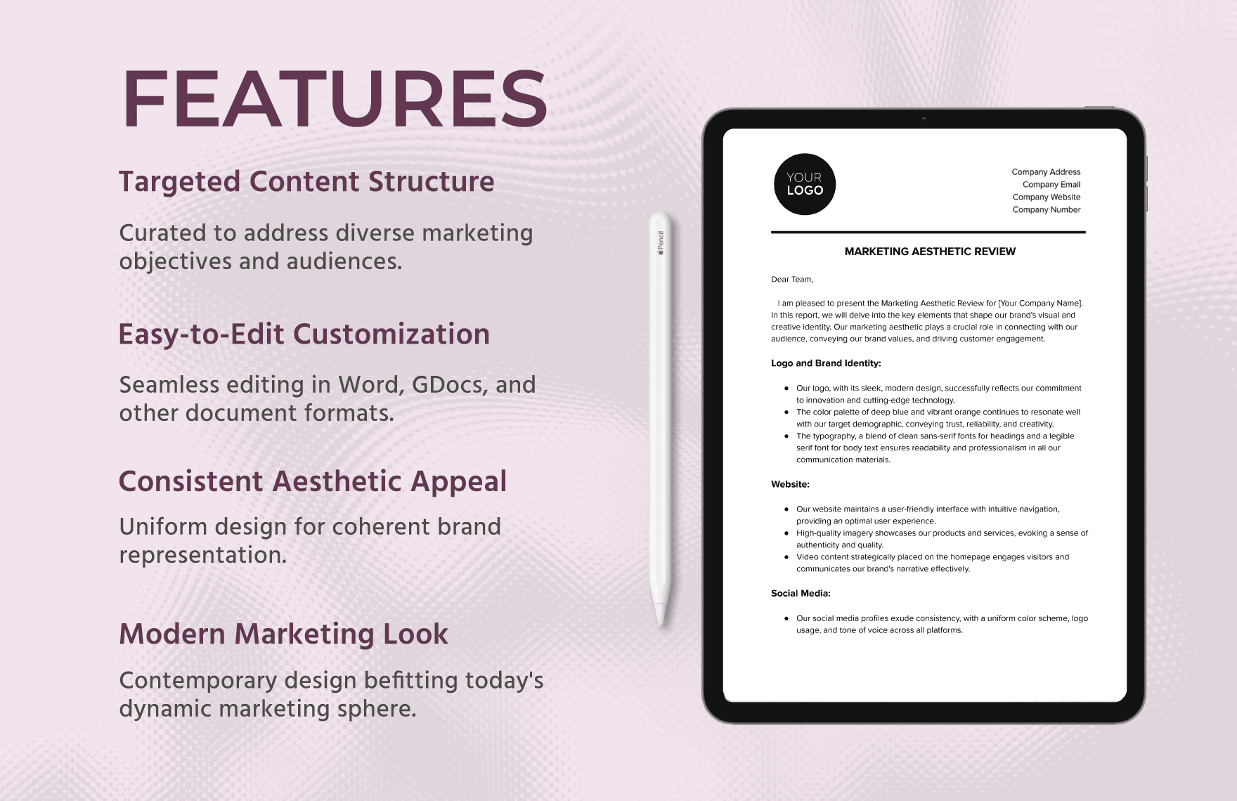 Marketing Aesthetic Review Template