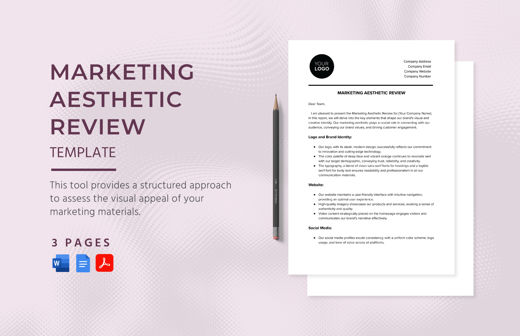 Marketing Aesthetic Review Template in Word, Google Docs, PDF