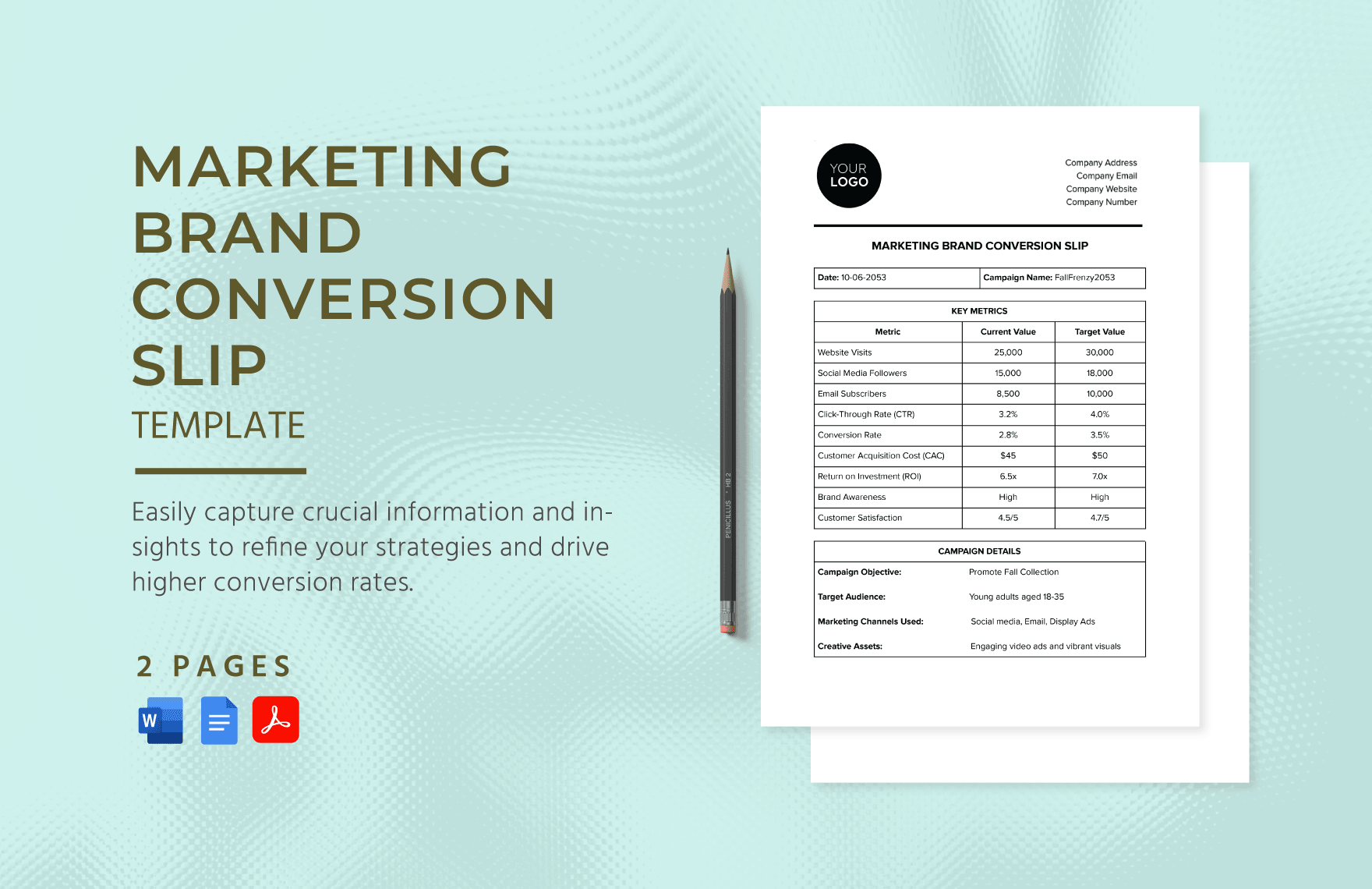 Marketing Brand Conversion Slip Template in Word, Google Docs, PDF