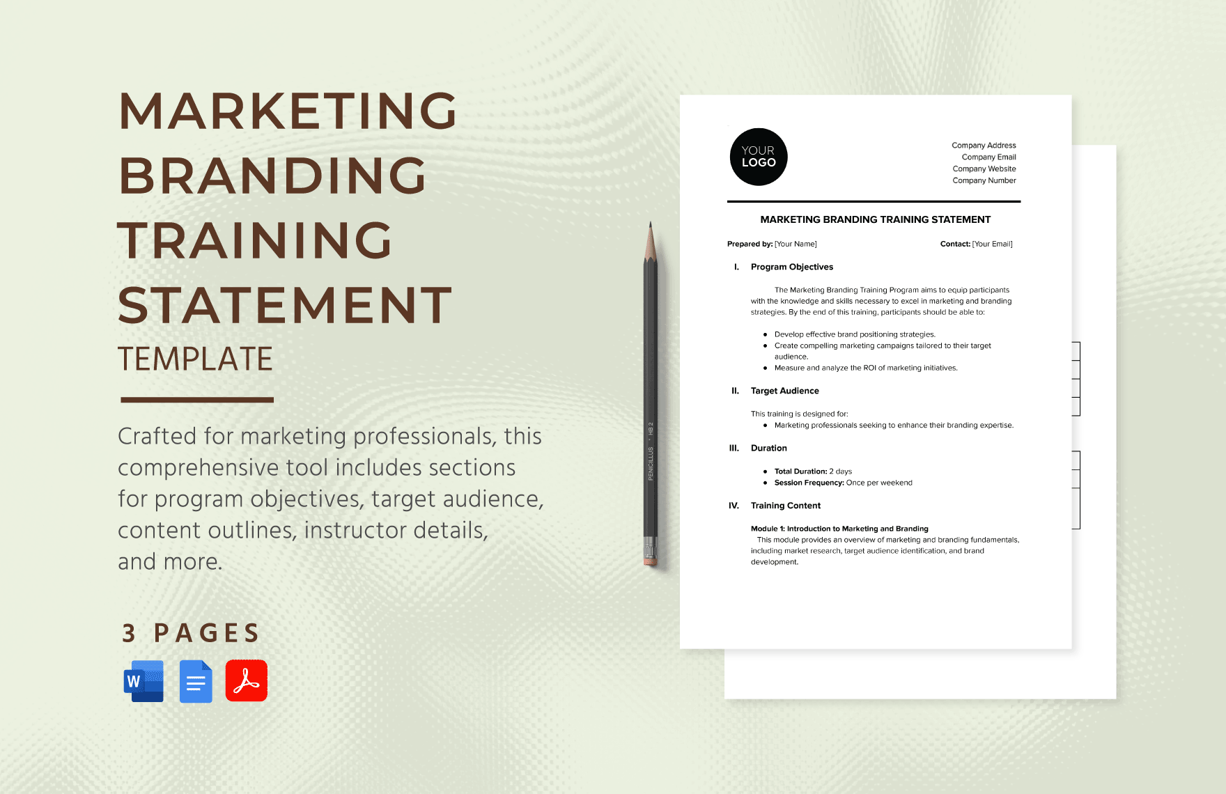 Marketing Branding Training Statement Template